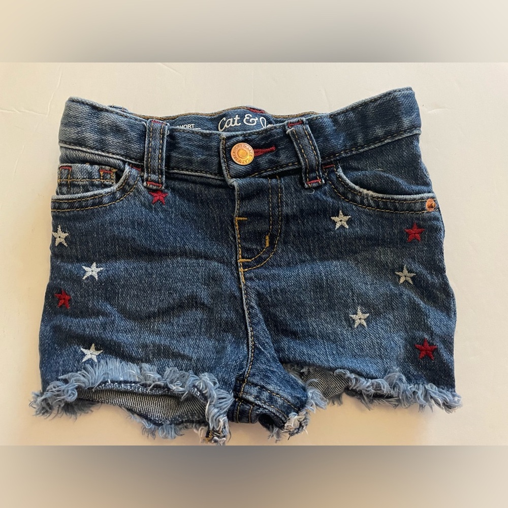 Cat & Jack Toddler Baby Girl’s Cuttoff Denim Shorts with Embroidered Stars 18M